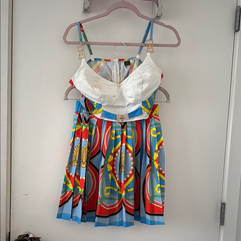 2-piece SHEIN Multicolor Patterned Dress with White Top